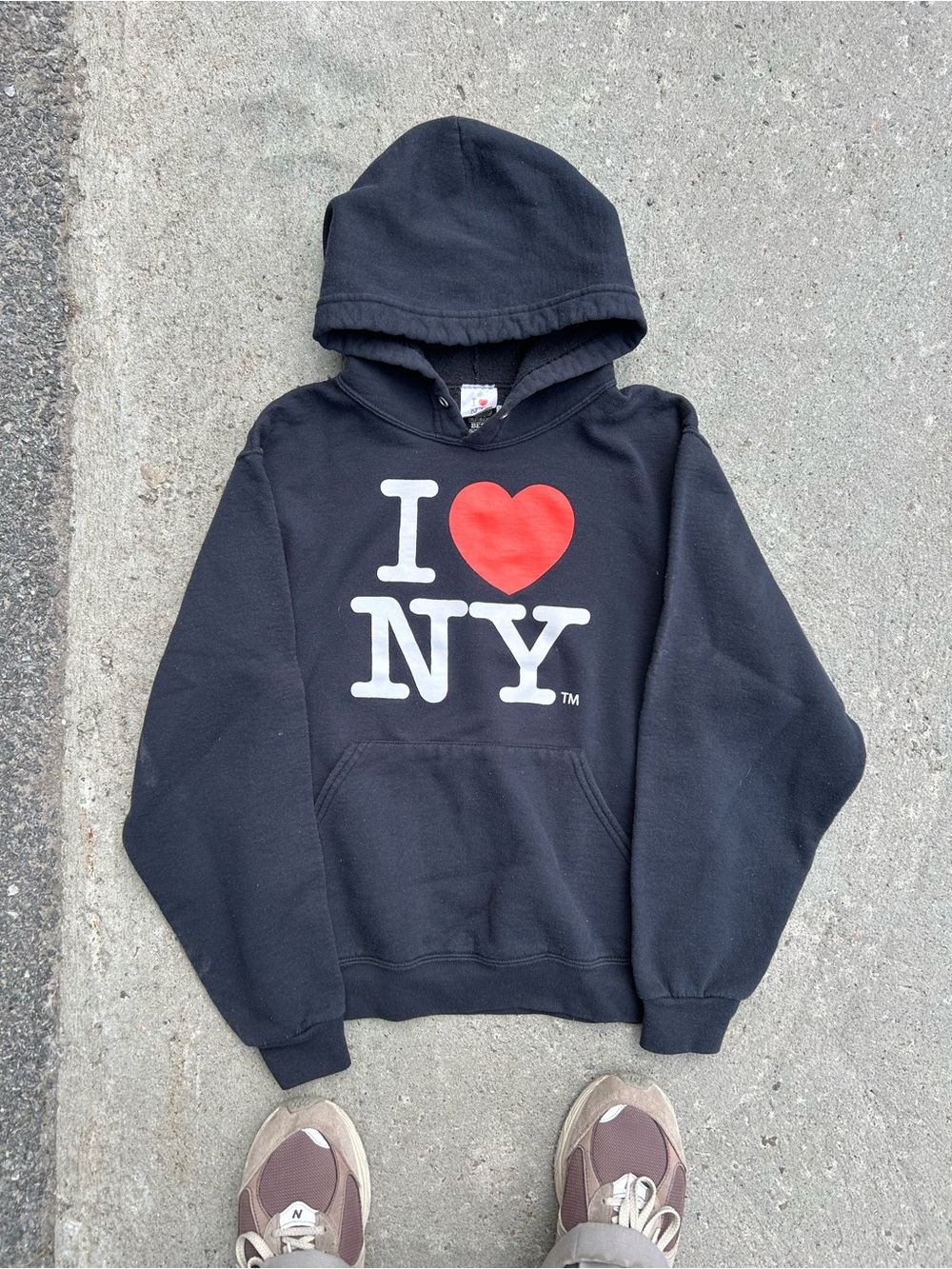 I Love NY Black Hoodie with Red Heart